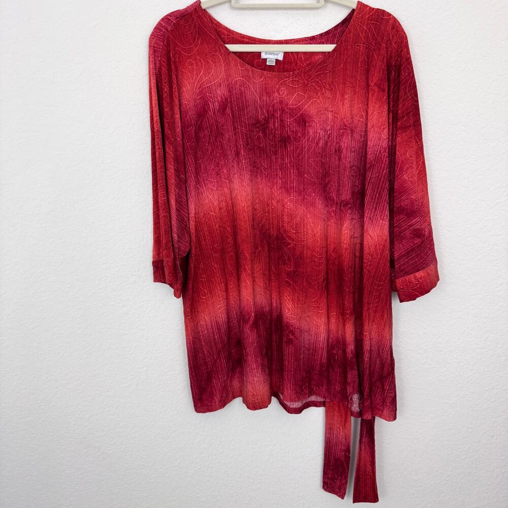 Avenue Womens Dolman Top Blouse Size 22/24 Stretch Office Floral Classic Red